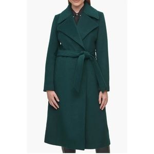 Karl Lagerfeld Wool Blend Coat. Dark Green. Size Small.